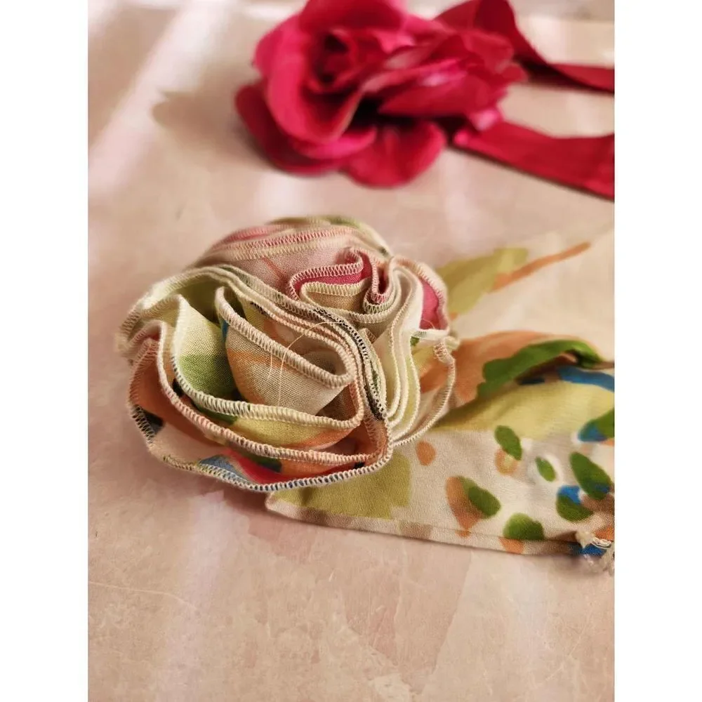 Y2k floral 3D lightweight fabric one size belts women's hot pink silky grey polk